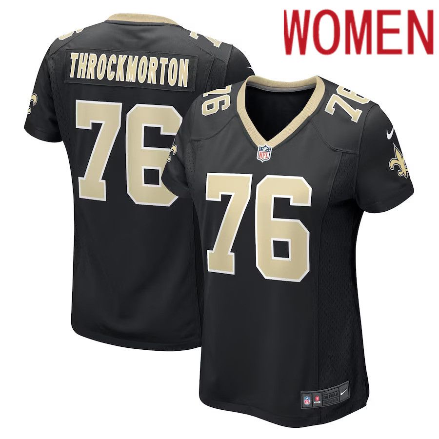 Women New Orleans Saints #76 Calvin Throckmorton Nike Black Game Player NFL Jersey